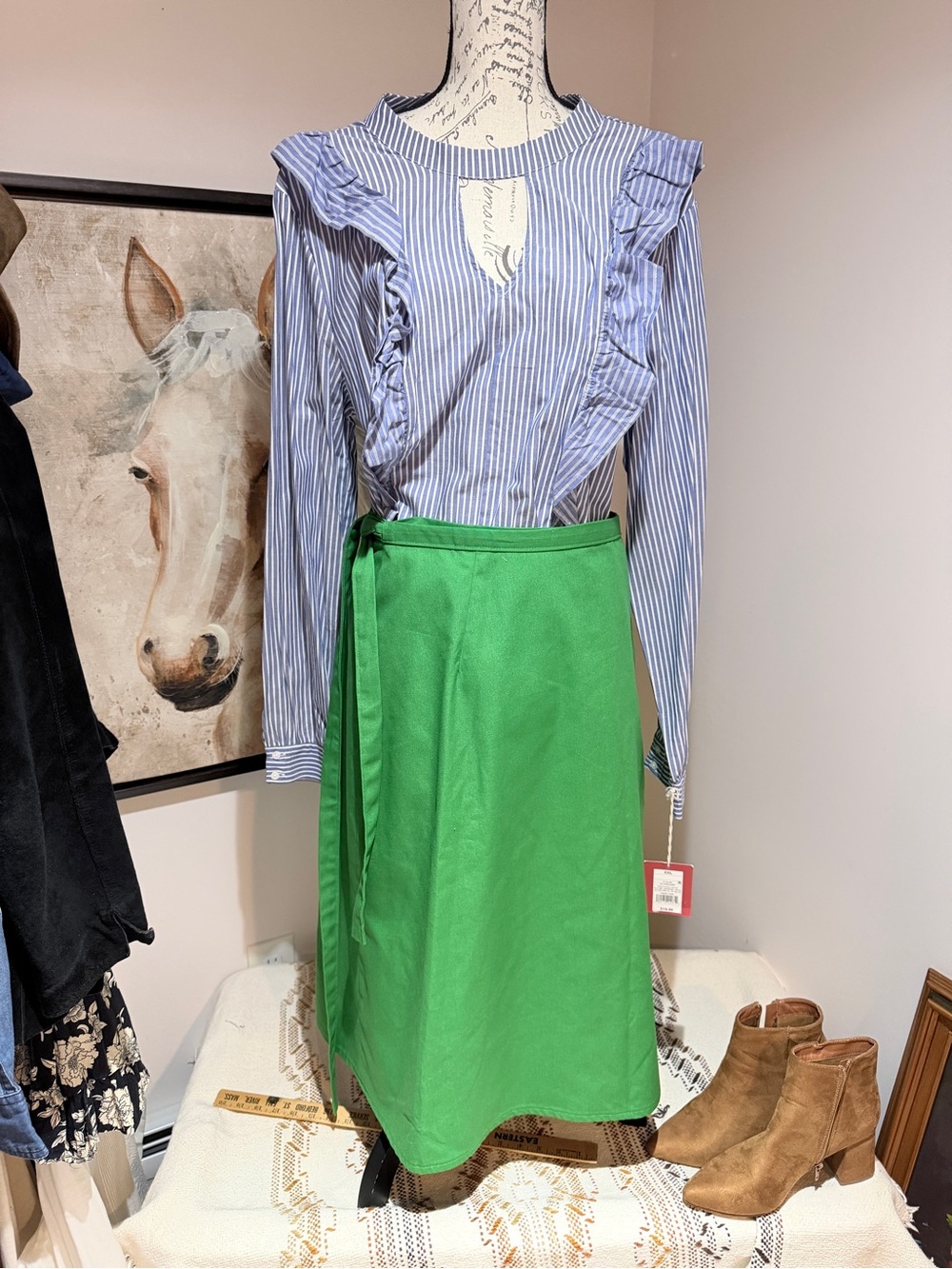 Emerald Green Wrap Midi Skirt - Women's Tie-Waist Midi